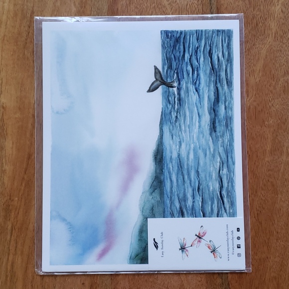 Cathy Zhang Easy Sunday Club Art "Whale Watching" 8" x 10" Watercolor - Picture 7 of 7